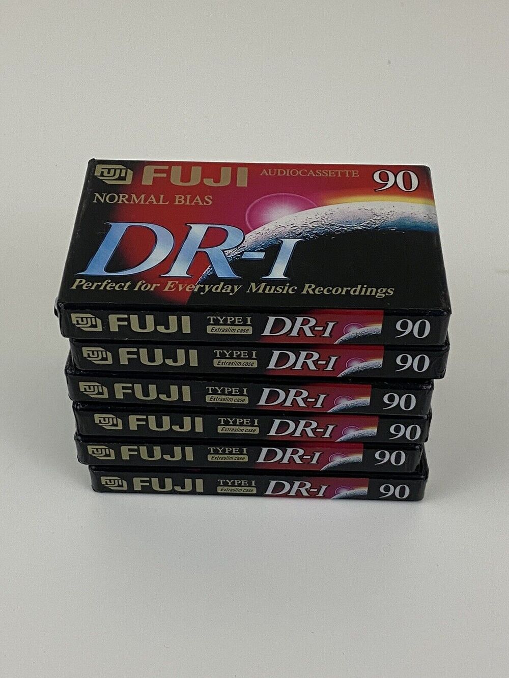 Lot of Six FUJI DR-I 90 Minute Audio Cassette Tape Normal Bias NEW